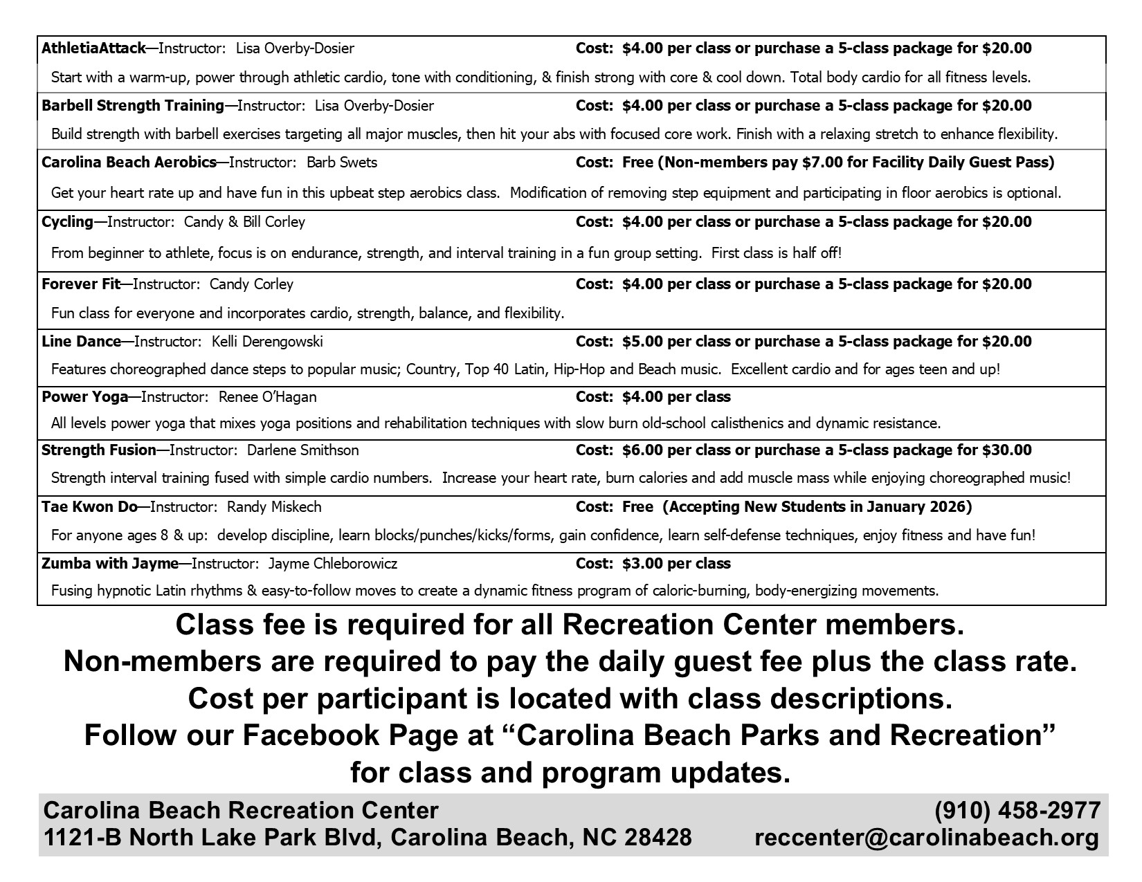 Class Descriptions October 2025